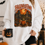 Halloween Town Crewneck Sweatshirt — Vintage Haunted House Pumpkin Graphic