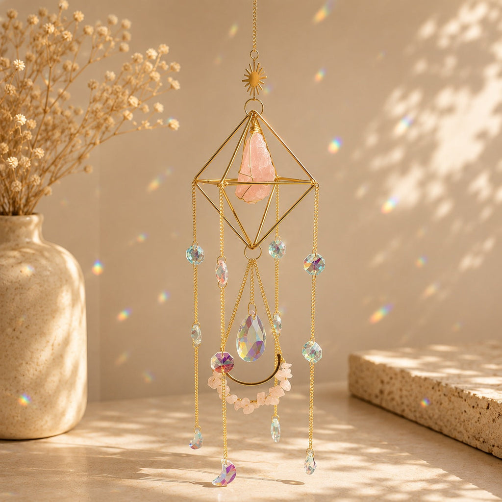 Celestial Rose Quartz Sun Catcher-0